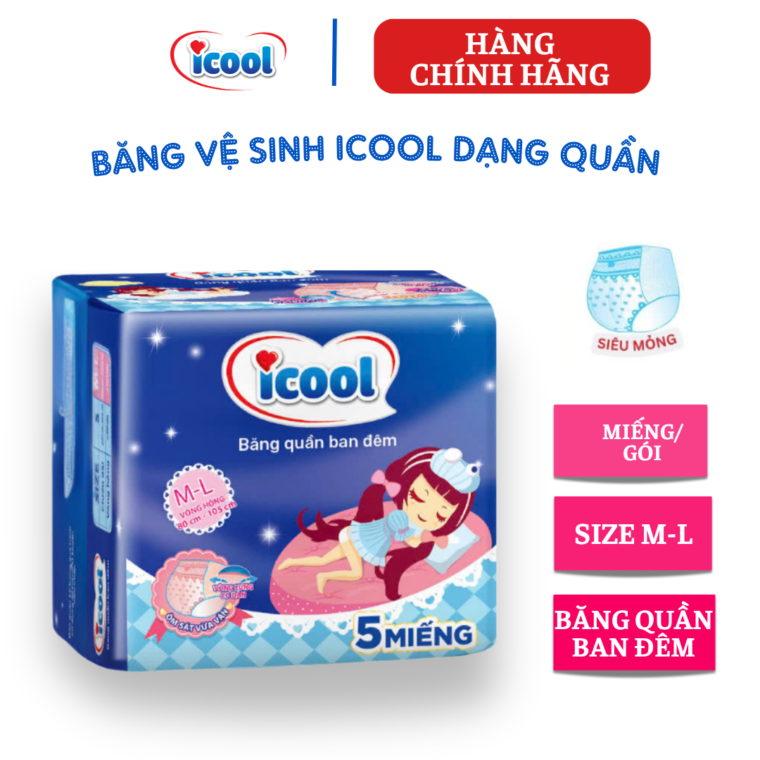 {Hàng chính hãng} Băng vệ sinh ICOOL dạng quần 5 miếng size M/L