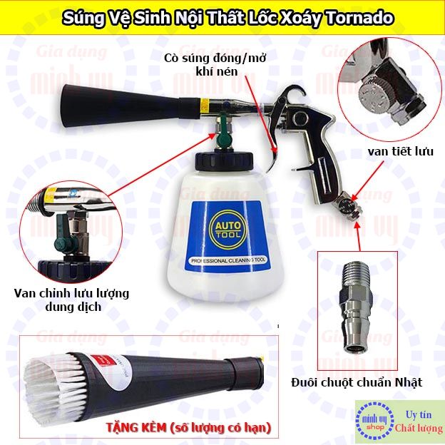 Dụng cụ vệ sinh nội thất ô tô công nghệ lốc xoáy Tornado TND1 - sung dọn nội thất