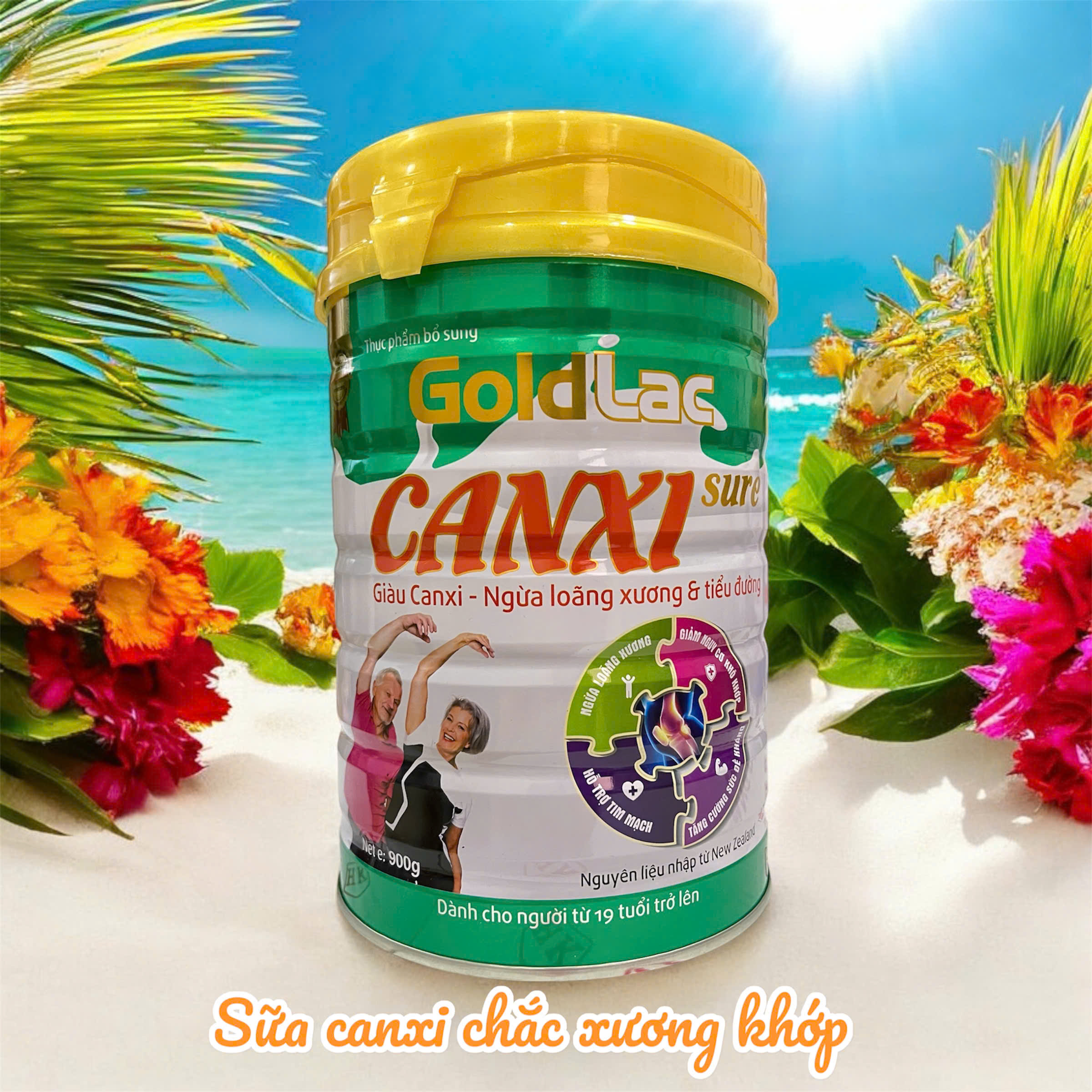  Sữa bột Goldlac Canxi cho người già ngừa loãng xương và tiểu đường - Lon 900g 
