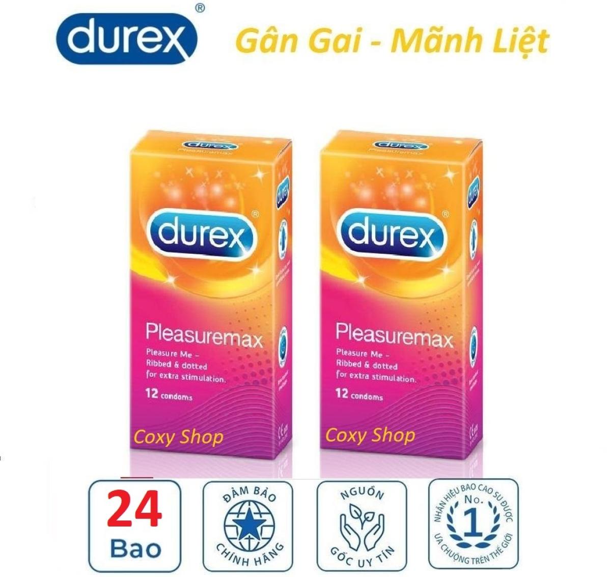 [HCM]Combo 2 hộp Bao Cao Su Durex Pleasuremax 12s gân gai cho cảm xúc mãnh liệt
