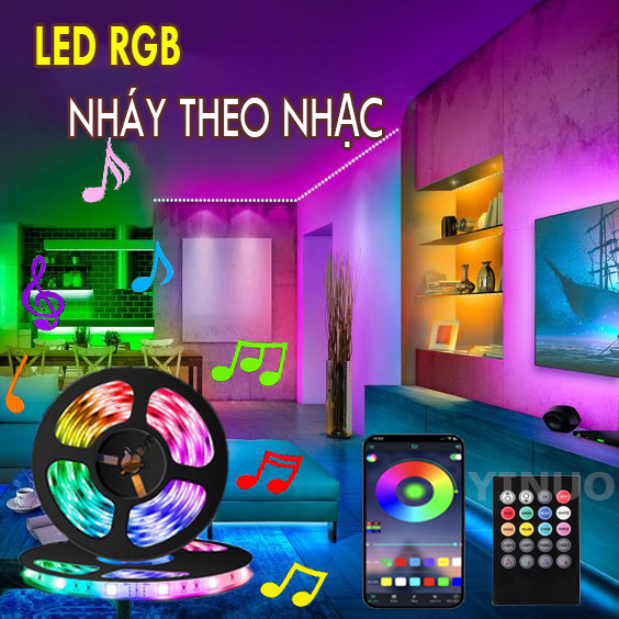 Bộ đèn led dây dán RGB 5m 10m đổi nhiều màu nháy theo nhạc, led dây dán 5m 10m silicon 5050 RGB chống nước có điều khiển 24-44 phím cảm biến âm thanh, Dải đèn led 7 màu cảm ứng nhạc, đèn led RGB nháy theo nhạc, đèn nháy theo nhạc