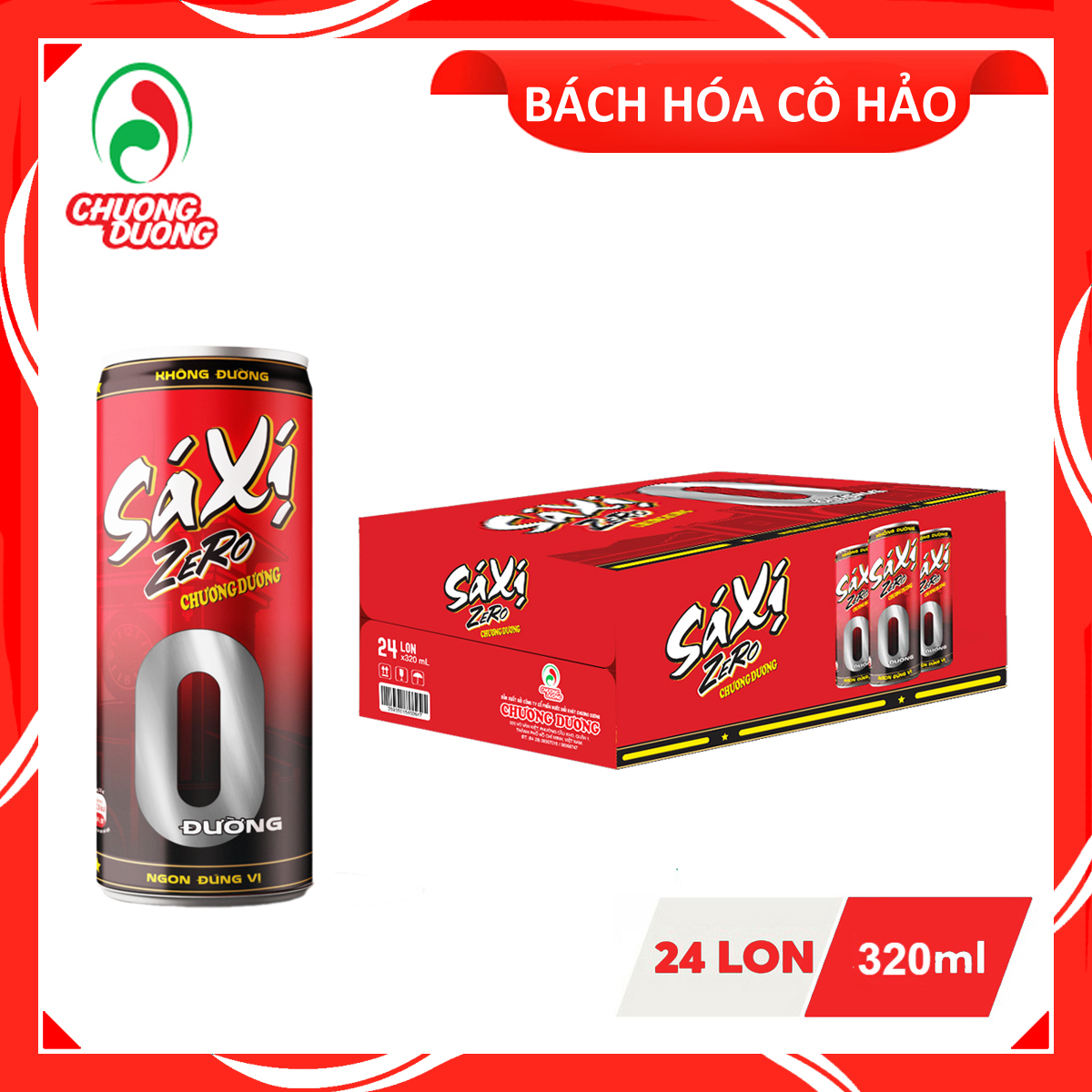 THÙNG 24 LON NƯỚC GIẢI KHÁT SÁ XỊ ZERO KHÔNG ĐƯỜNG CHƯƠNG DƯƠNG 320ML