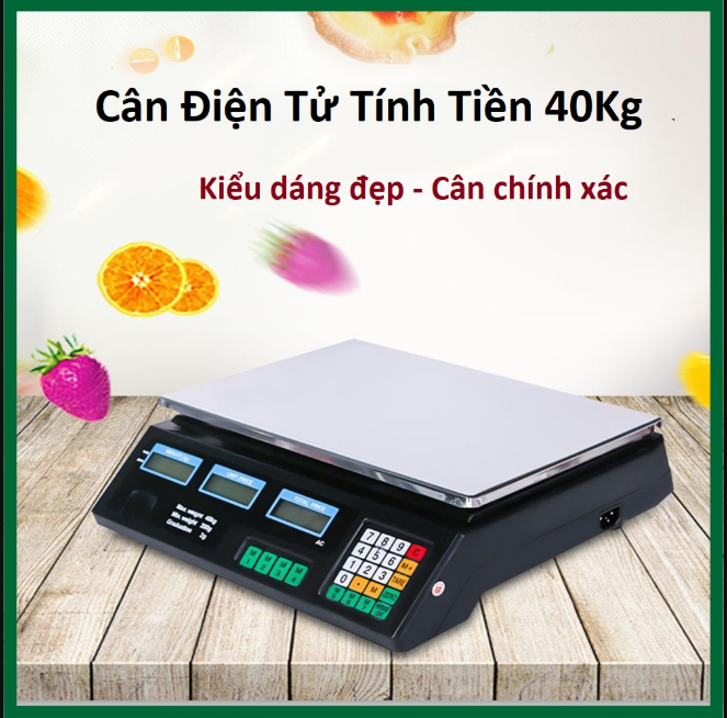 [HCM]Cân điện tử tiểu ly tính tiền 40kg - 2g lưu được 7 mức giá tiền sản phẩm màn hình trước và sau