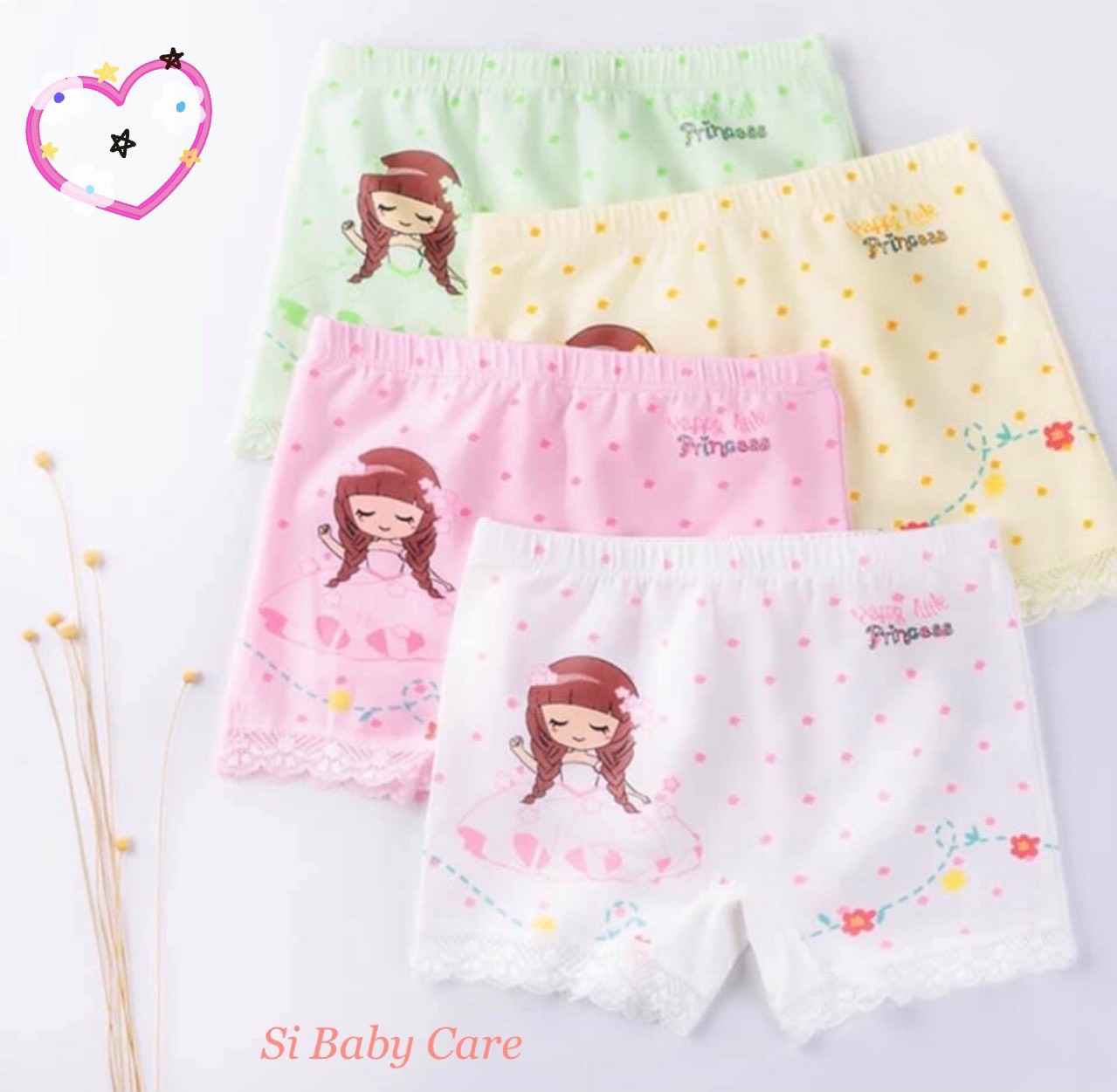 combo 4 Quần Chip đùi ren cho bé gái - hàng cao cấp nhập quảng châu dành cho bé từ 10kg đến 40kg