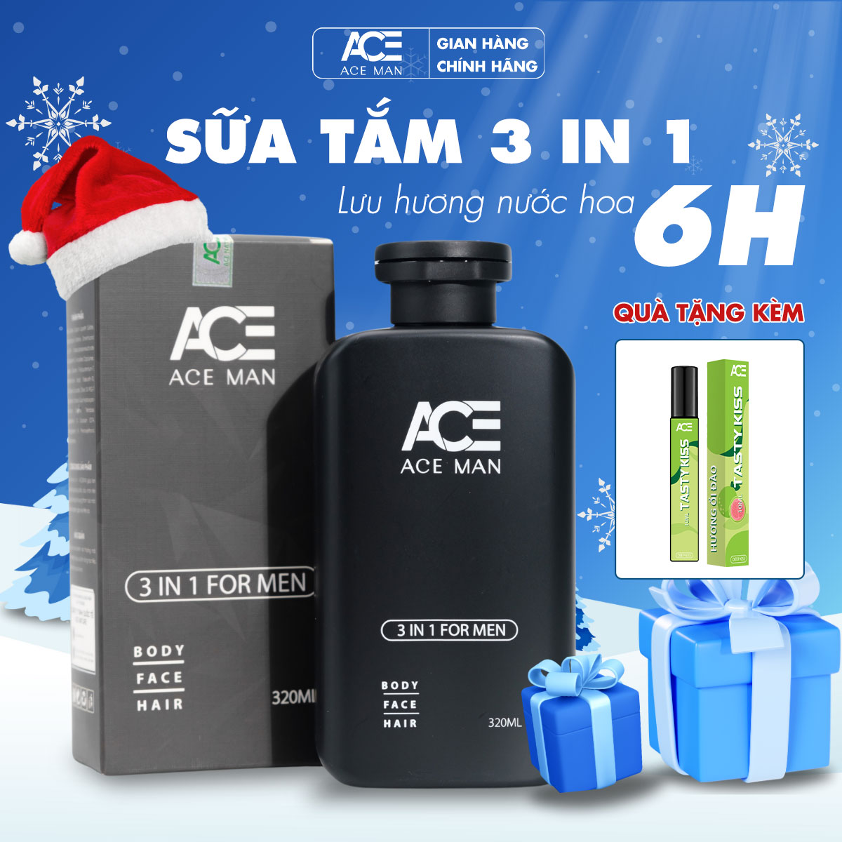 Sữa tắm gội toàn thân 3 in 1 ACEMAN 320 ML cho nam giới