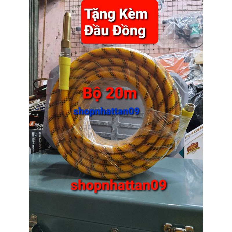 Dây rửa xe 20m jetman tặng kèm đầu đồng - dùng cho máy rửa chạy dây curoa