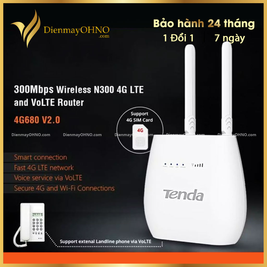 Bộ phát wifi từ sim 4g tenda 4g680 không dây - bộ thiết bị phát wifi gắn sim di động 3g 4g không dây - điện máy ohno