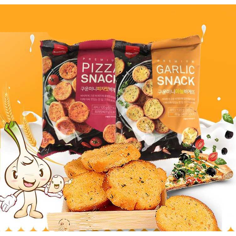 Bánh mì sấy bơ tỏi Hàn Quốc Garlic Snacks 120gr- ăn vặt-snack-bimbim