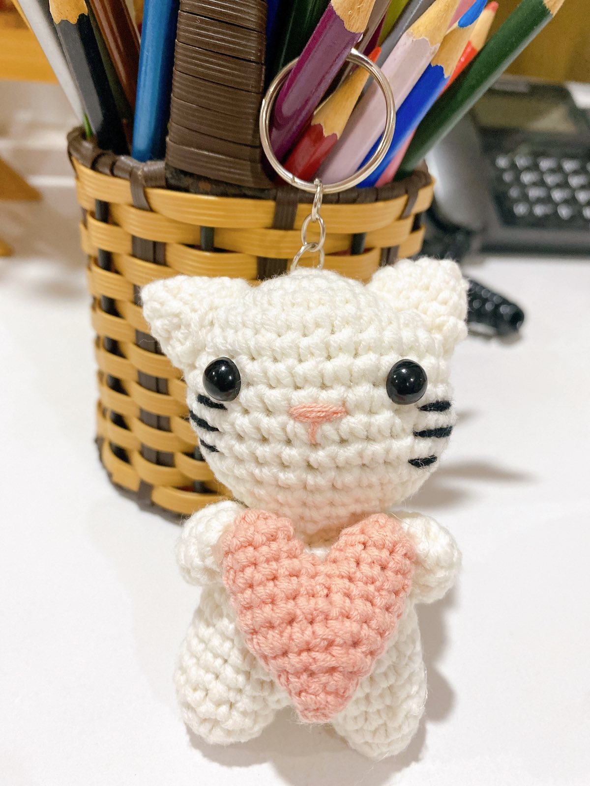 Móc khóa mèo con đáng yêu, móc khóa mèo handmade.