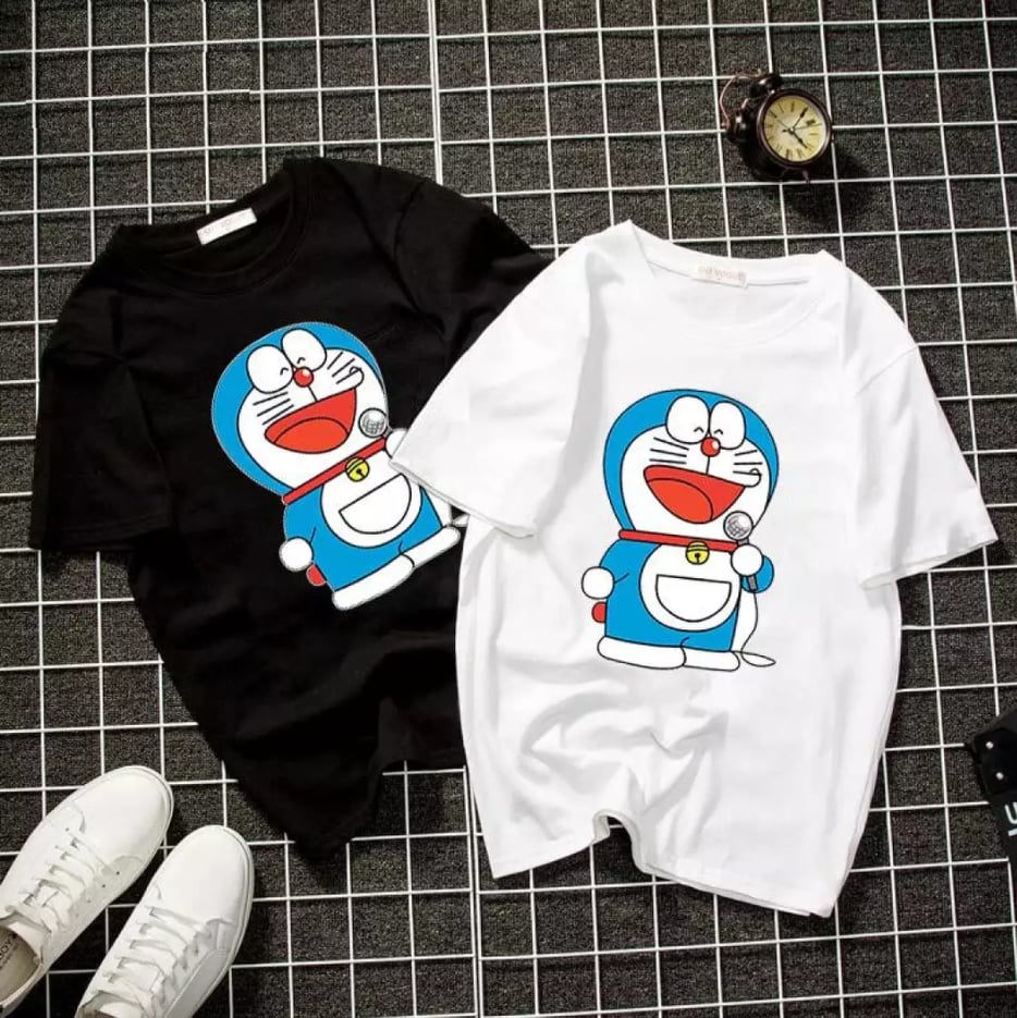 (Hỗ trợ phí vận chuyển) Áo thun nữ form rộng Hàn Quốc in hình DOREMON dễ thương vải dày mịn mát