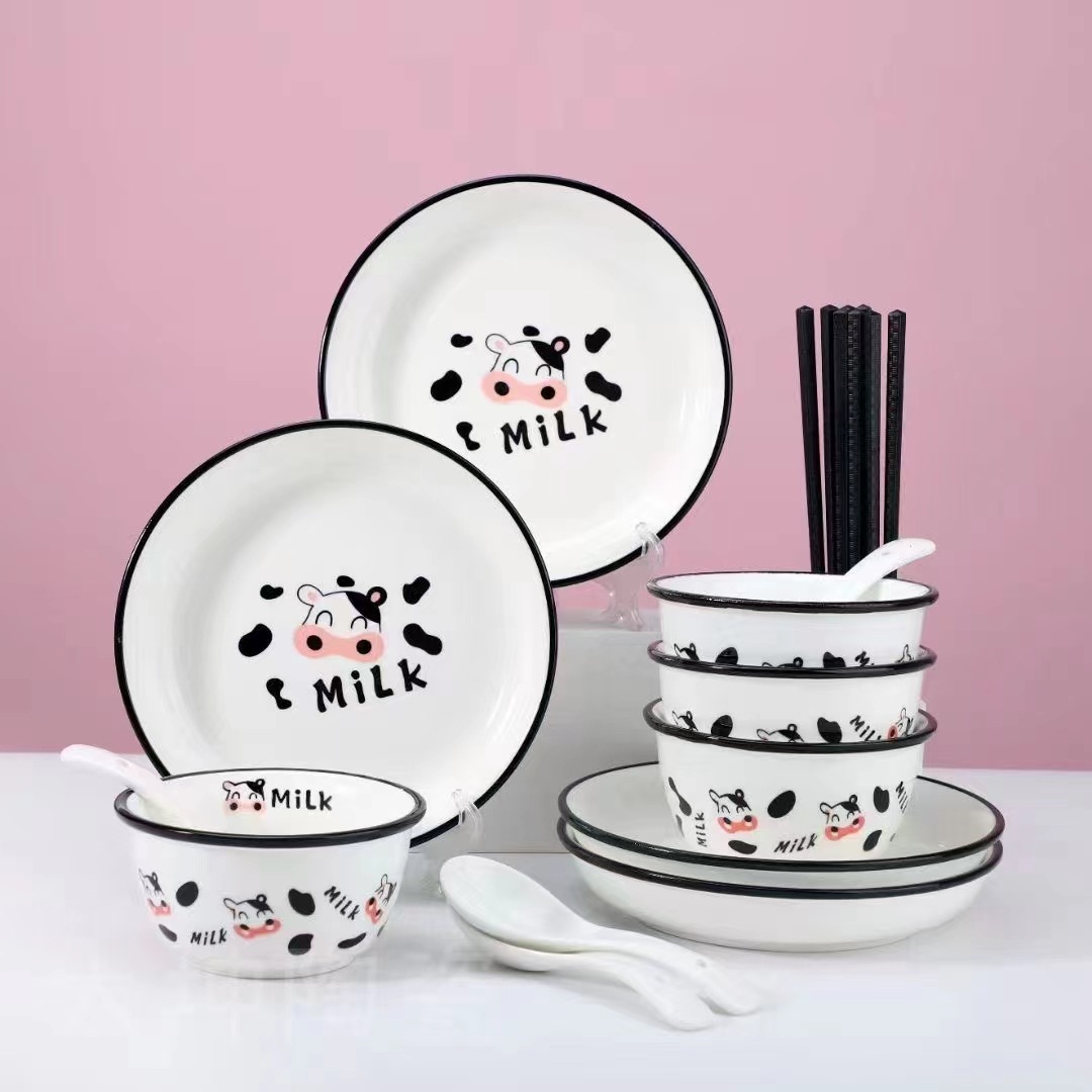 Dĩa bò sữa bằng gốm sứ dễ thương - dĩa 18cm, dĩa 20cm