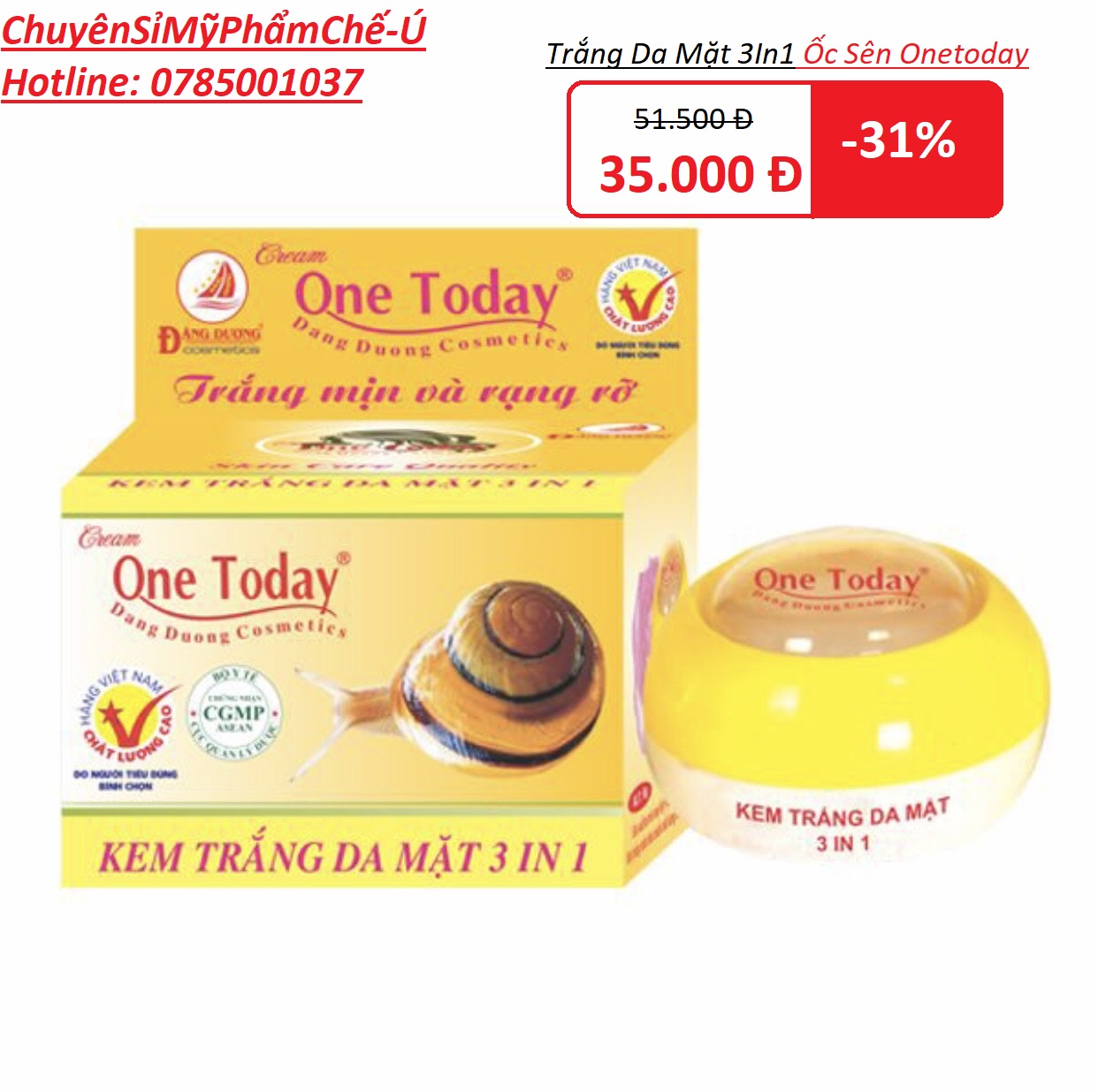 Kem trắng da 3in1 5g onetoday kem ốc sên