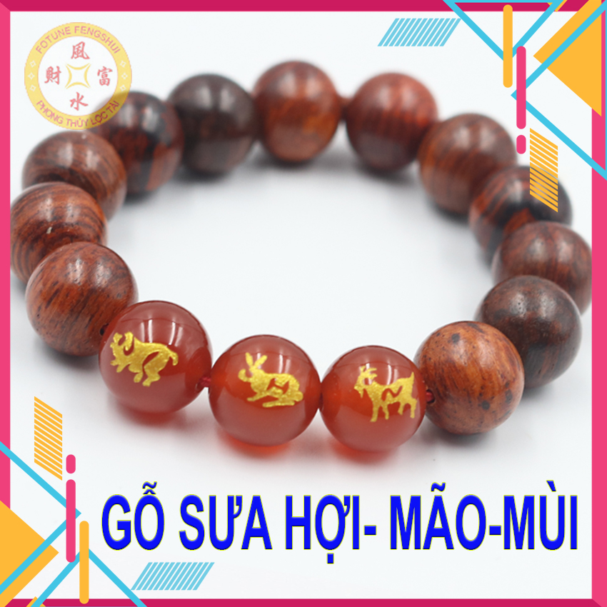 Vòng tam hợp gỗ sưa hợi - mão - mùi