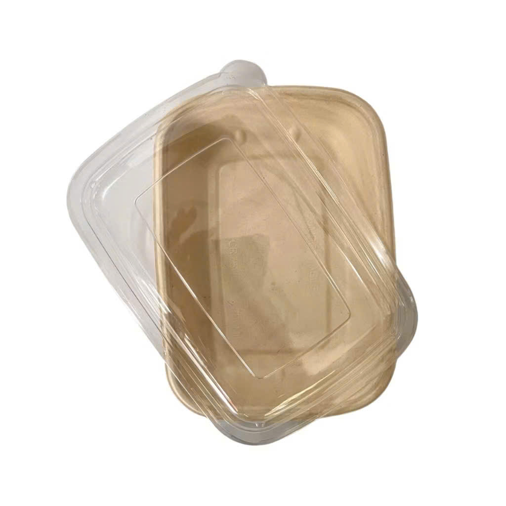 (50 Cái) Khay Bã Mía 1 Ngăn 800ml Kèm Nắp Nhựa Trong Cao cấp (23*13*4.5cm)