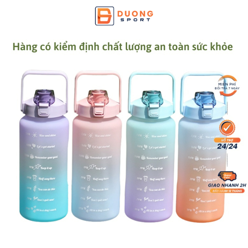 Bình Đựng Nước 2L Phong Cách Thể Thao Siêu Dễ Thương Có Vạch Báo Giờ Uống