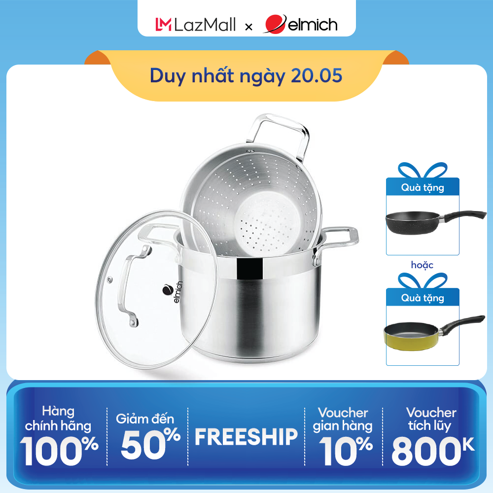 (Duy nhất 20h ngày 24-29.08)Nồi hấp Inox 304 Elmich 26cm EL3361