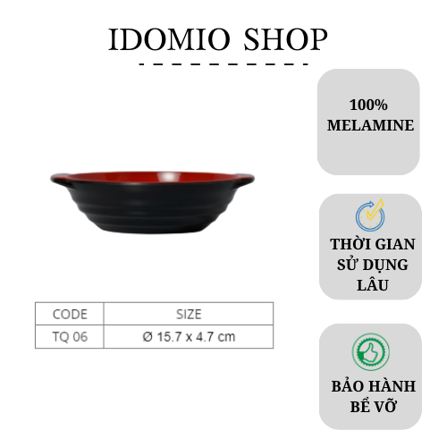 Tô nhựa melamine có quai hai lớp đỏ đen