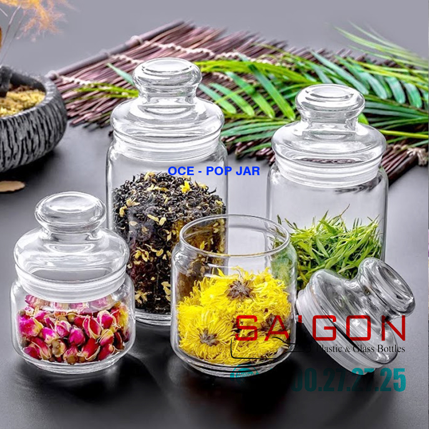 Hũ Thủy Tinh Ocean Pop Jar Glass Lid Nắp Thủy Tinh| Tùy chọn Dung Tích | Nhập Khẩu Thái Lan