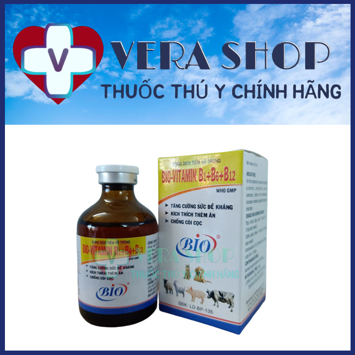 BIO VITAMIN B1 B6 B12 50ML - Tăng cường sức đề kháng, kích thích thèm ăn, chống còi cọc, chậm lớn cho chó mèo, heo, trâu bò