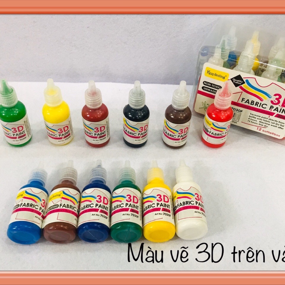 Bộ 12 màu acrylic dùng vẽ nổi 3D 30ml