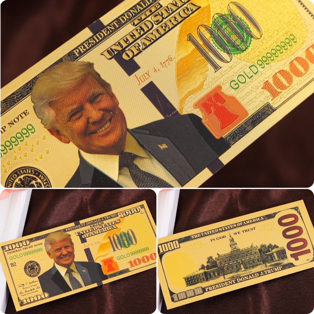 Tờ lưu niệm 1000 USD tổng thống Donald Trump bằng plastic seri siêu VIP 99999999