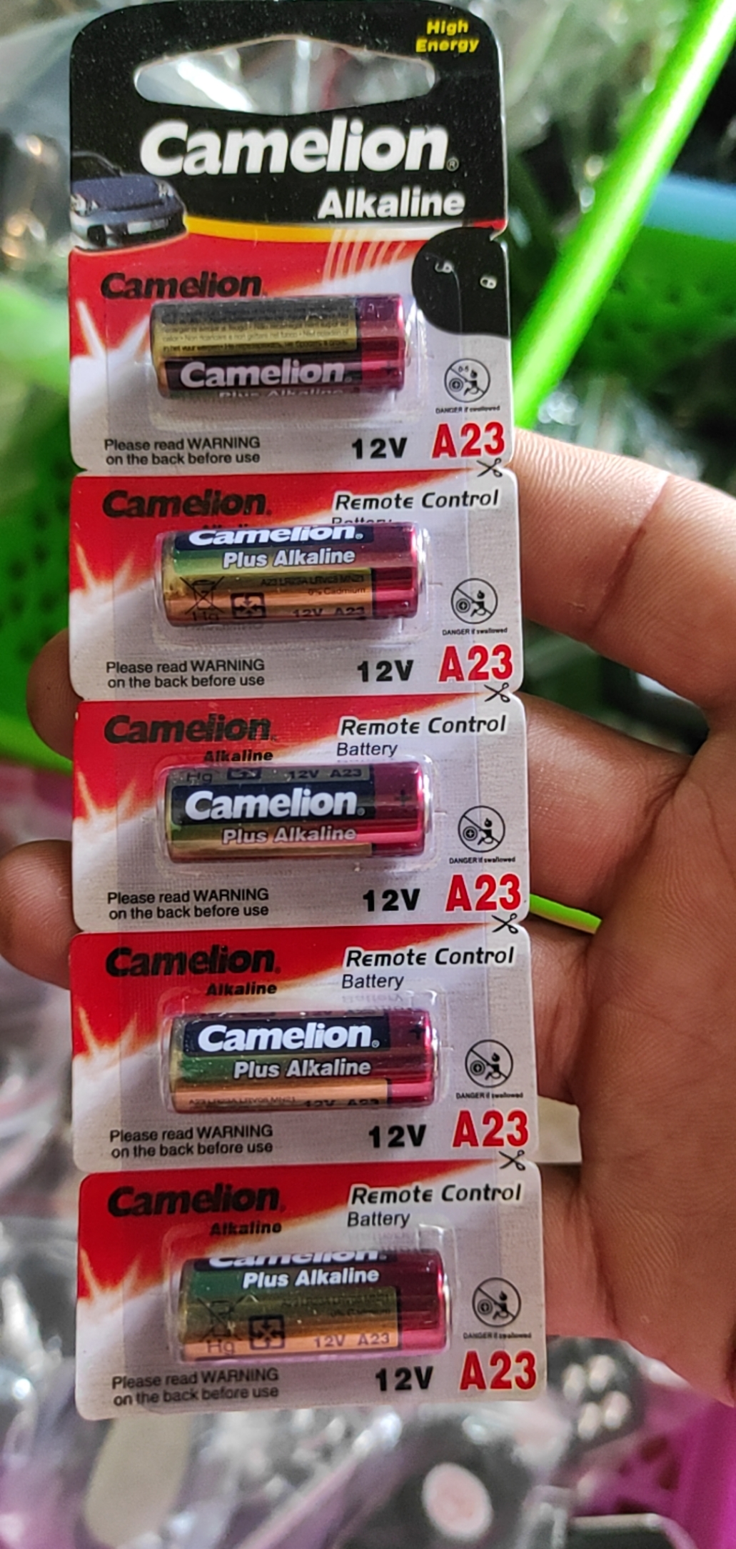 # vỉ 5 viên pin remote cửa cuốn 12v 23a, 27a và 3v pin cúc