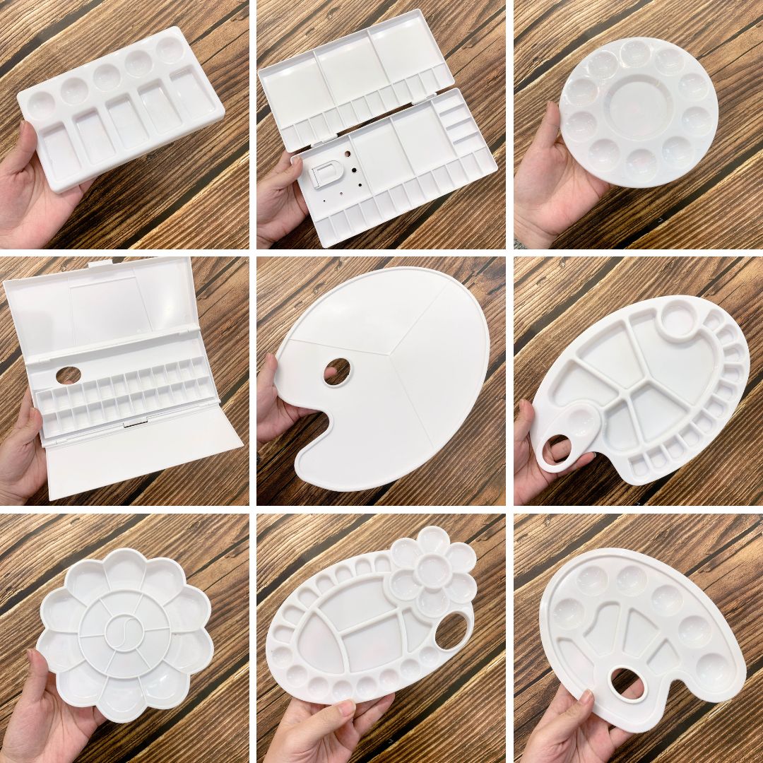 Palette Pha Màu - Khay Pha Màu Bằng Nhựa Nhiều Mẫu