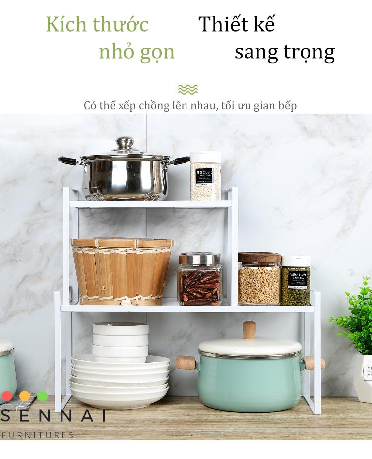 Bộ 2 Kệ Gầm Bếp Để Đồ Đa Năng Dưới Bồn Rửa Chén SenNai Thép Cacbon Sơn Tĩnh Điện Cao Cấp