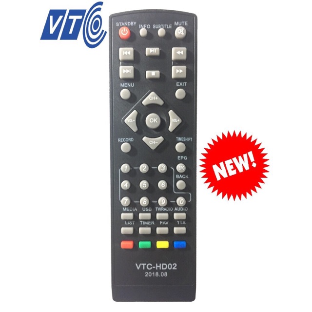 Remote điều khiển đầu thu VTC HD 02 và các dòng đầu thu VTC T201