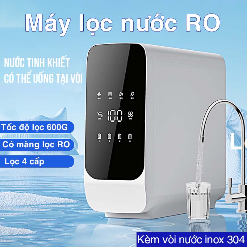 Máy lọc nước RO 600G Máy lọc nước để bàn âm tủ có kèm vòi nước thiết kế nhỏ gọn công suất lọc lớn màn hình hiển thị LCD