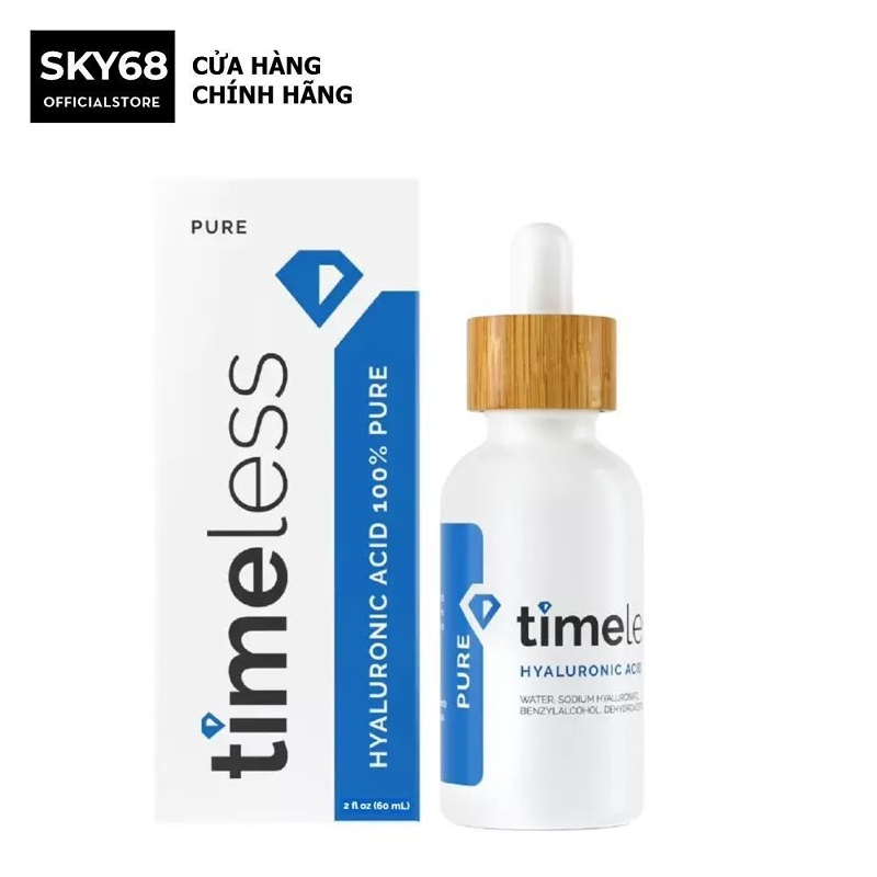 Tinh Chất Cấp Nước, Dưỡng Ẩm Sâu Timeless Hyaluronic Acid 100% Pure Serum 60ml