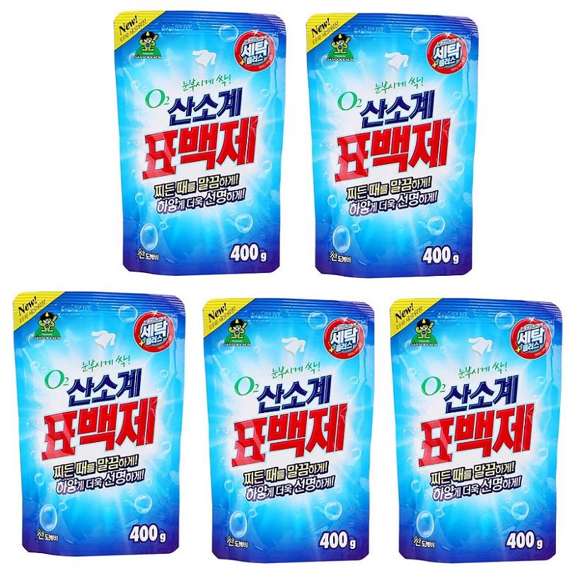 Bộ 5 gói bột tẩy vết bẩn quần áo oxygen siêu sạch Sandokkaebi Korea 400g