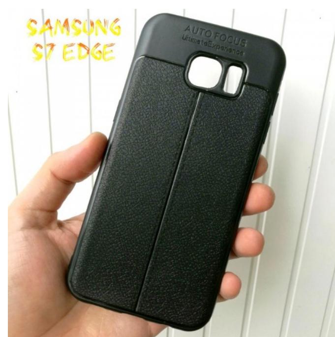 Ốp Lưng Autofocus Ss Galaxy S7 Edge Dẻo Giả Da Đen Đẹp