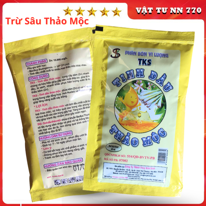 TINH DẦU THẢO MỘC 40ml Thuốc Trừ Sâu, Rầy, Nhện Đỏ, Bọ Trĩ,. Sinh Học Không Cách Ly