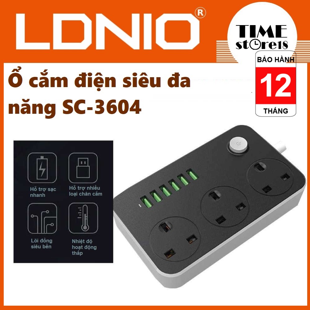 Ổ cắm điện đa năng LDNIO - Tích hợp 6 cổng USB 3.0 - Hỗ trợ sạc nhanh