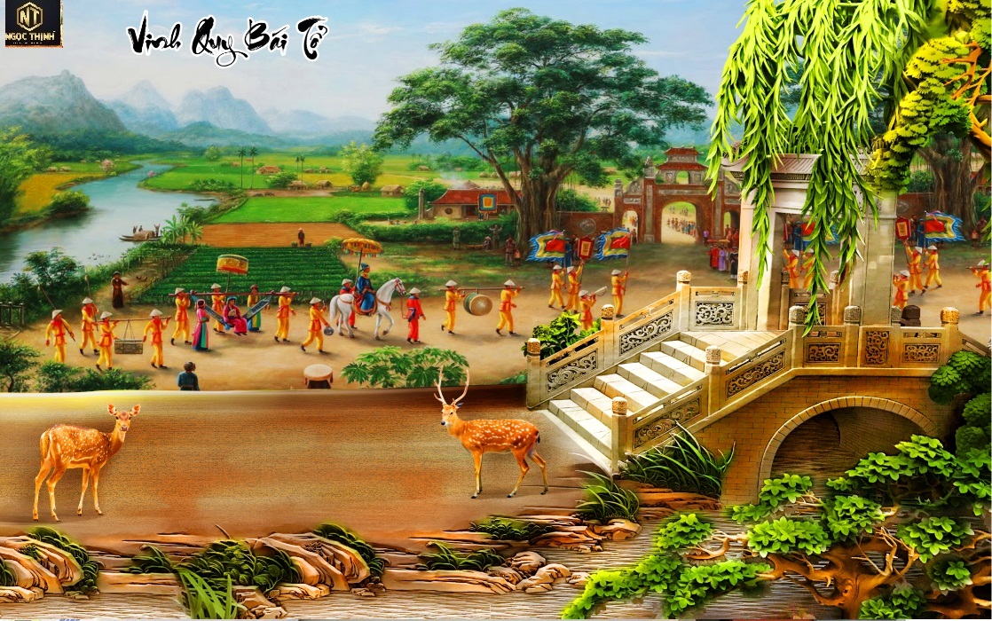 Tranh thêu chữ thập Vinh Quy Bái Tổ MN0151 KT 160x75cm