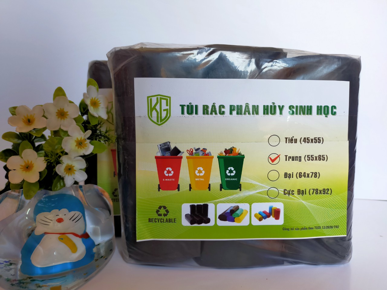 [HCM]COMBO 2 KÍ/ 6 CUỘN TÚI RÁC PHÂN HỦY SINH HOC - MÀU ĐEN - SIZE TRUNG 55 * 65 CM - KIỀU GIA