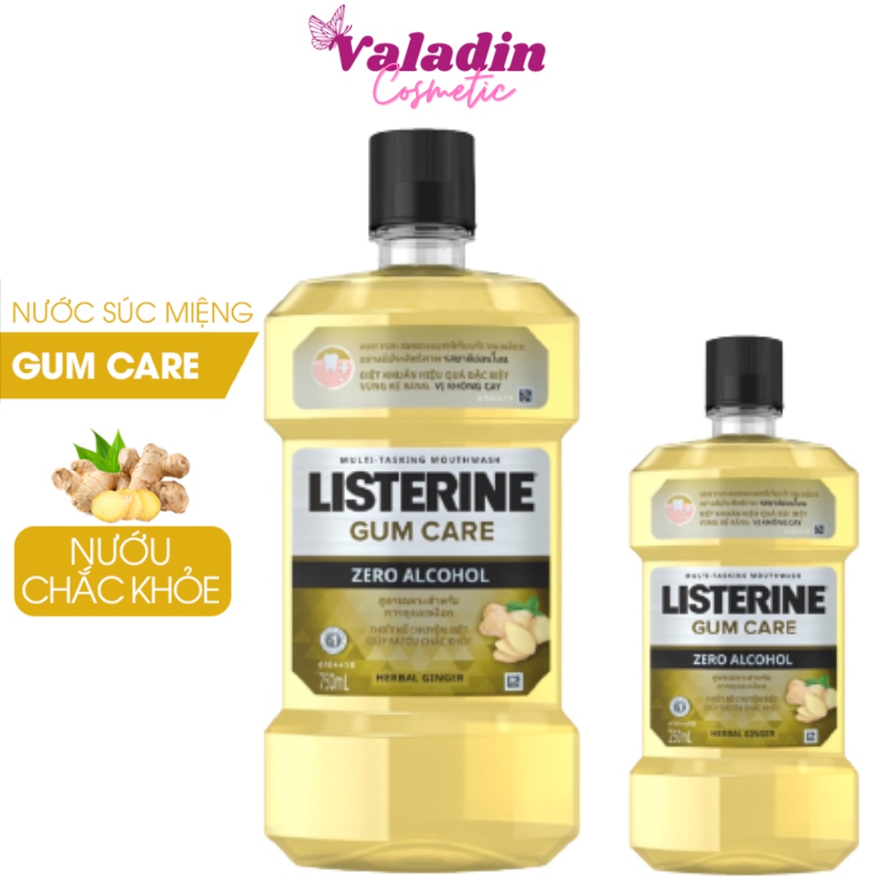Nước súc miệng listerine không cay gum care zero alcohol mouthwash 750ml, nước xúc miệng thái lan vị gừng