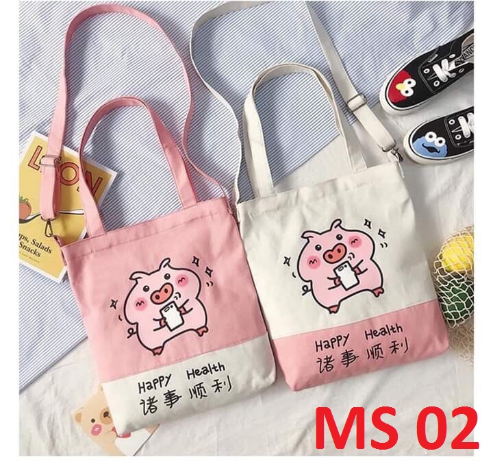 Tote chú heo hồng dễ thương ms02