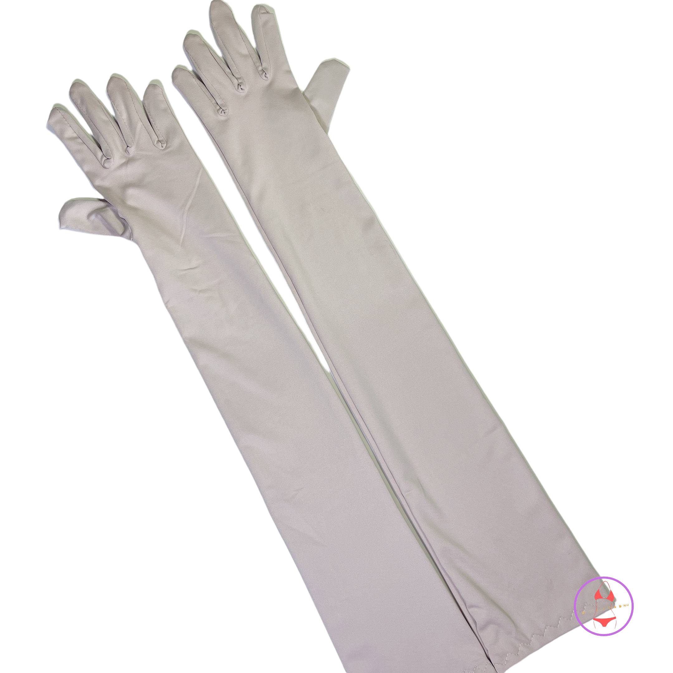 Găng tay dài thun lạnh chống nắng co giãn 4 chiều 2 lớp dài 60cm