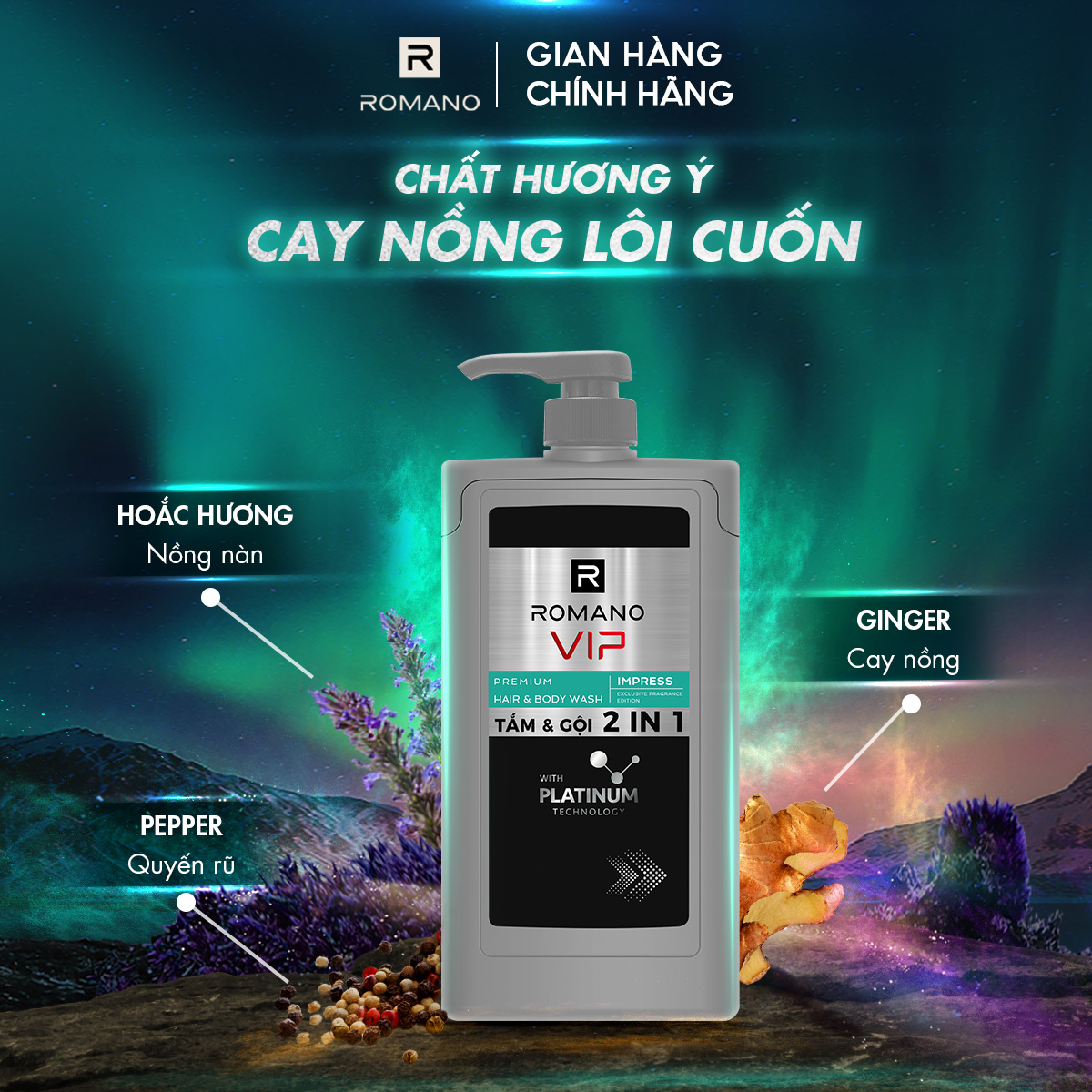 Combo 2 Tắm gội Romano VIP IMPRESS 650G