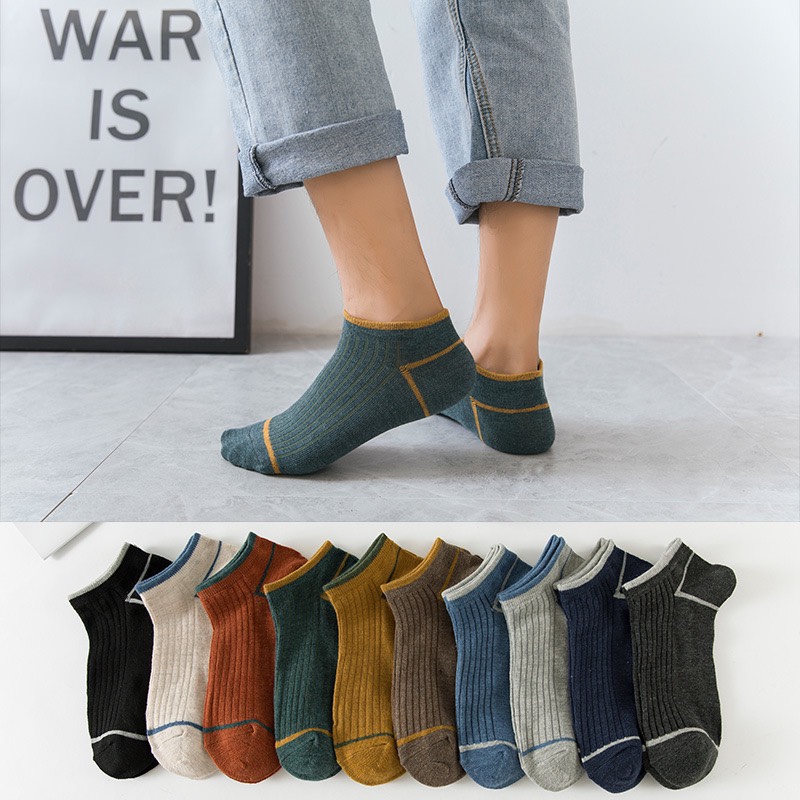 Tất vớ cổ ngắn trơn viền cổ mỏng cotton kháng khuẩn freesize nam nữ mrsocks vn057