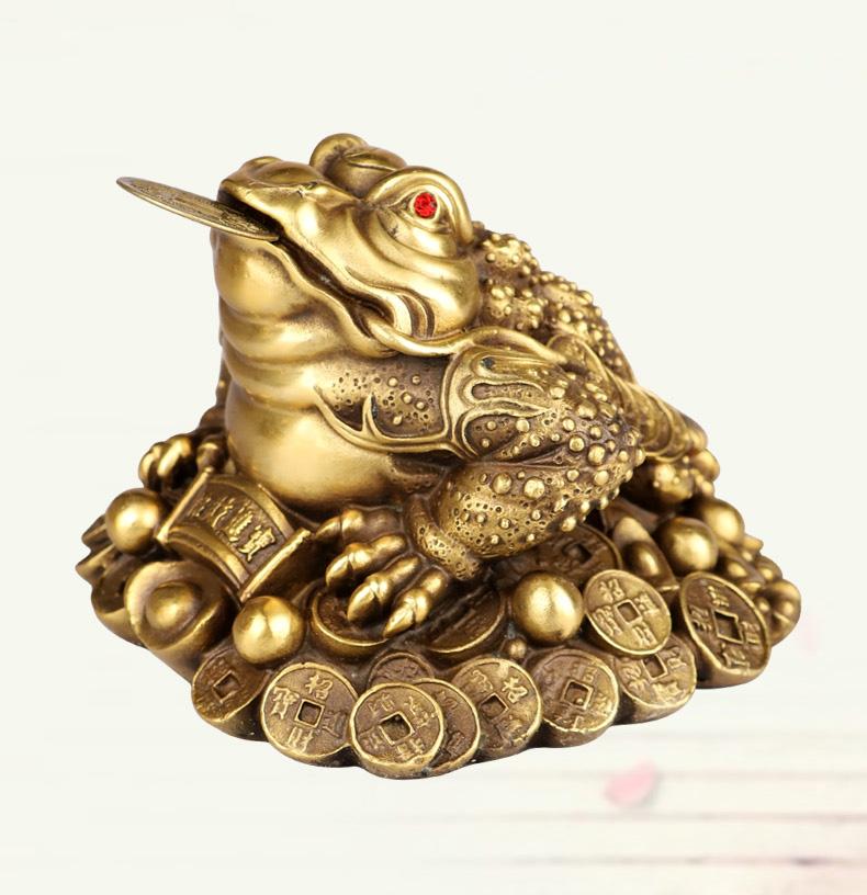 Tượng Thiềm thừ hay Cóc ba chân (nhỡ) 13cmx10cm- bằng đồng thau ( linh vật phong thuỷ hút tiền vàng tài lộc)