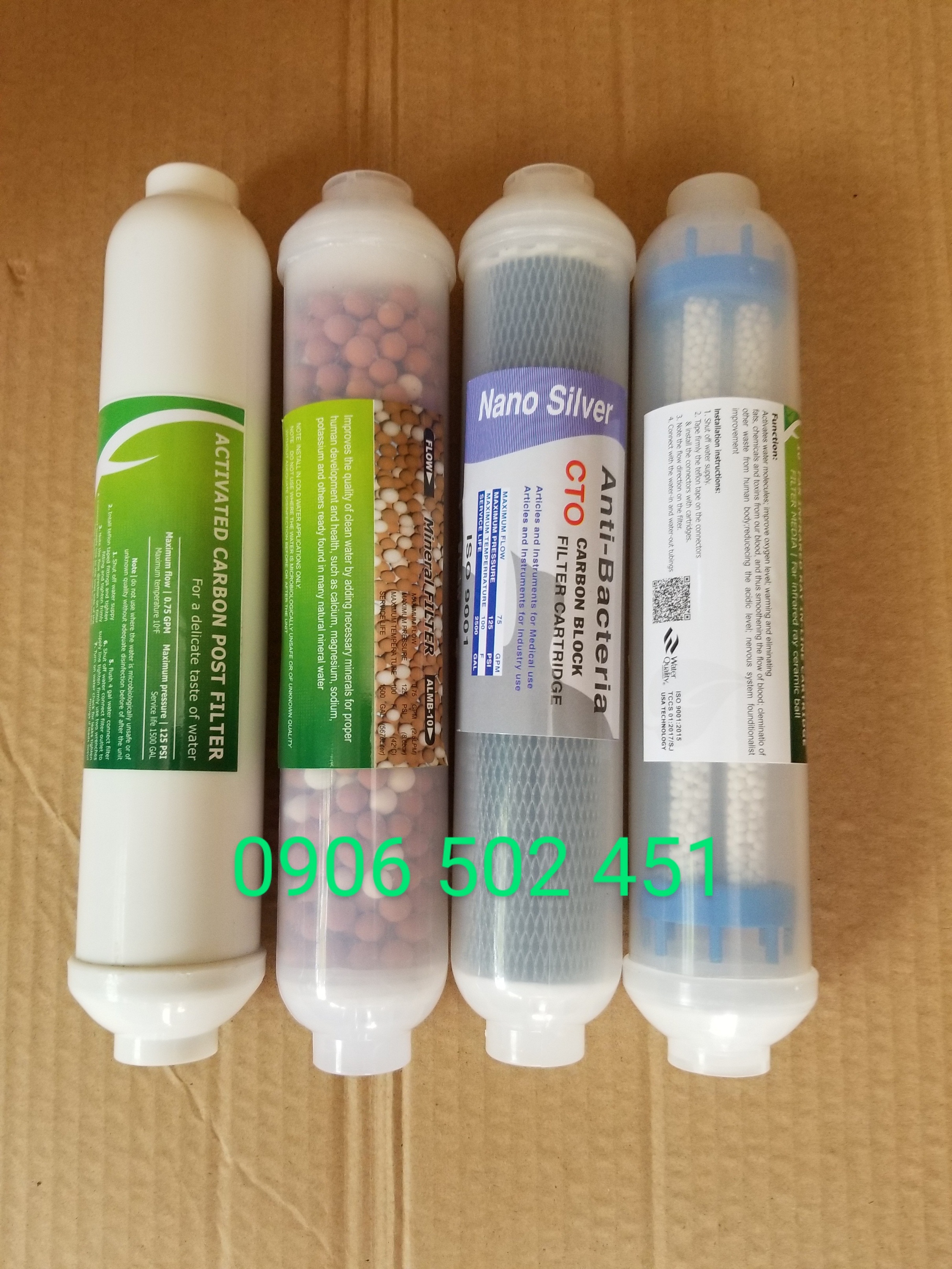 [HCM]( Ảnh thật) Bộ 4 Lõi lọc nước số 5 6 7 8(T33 CW- BIO - NANO SILVER- Hồng ngoại)  dùng cho máy RO