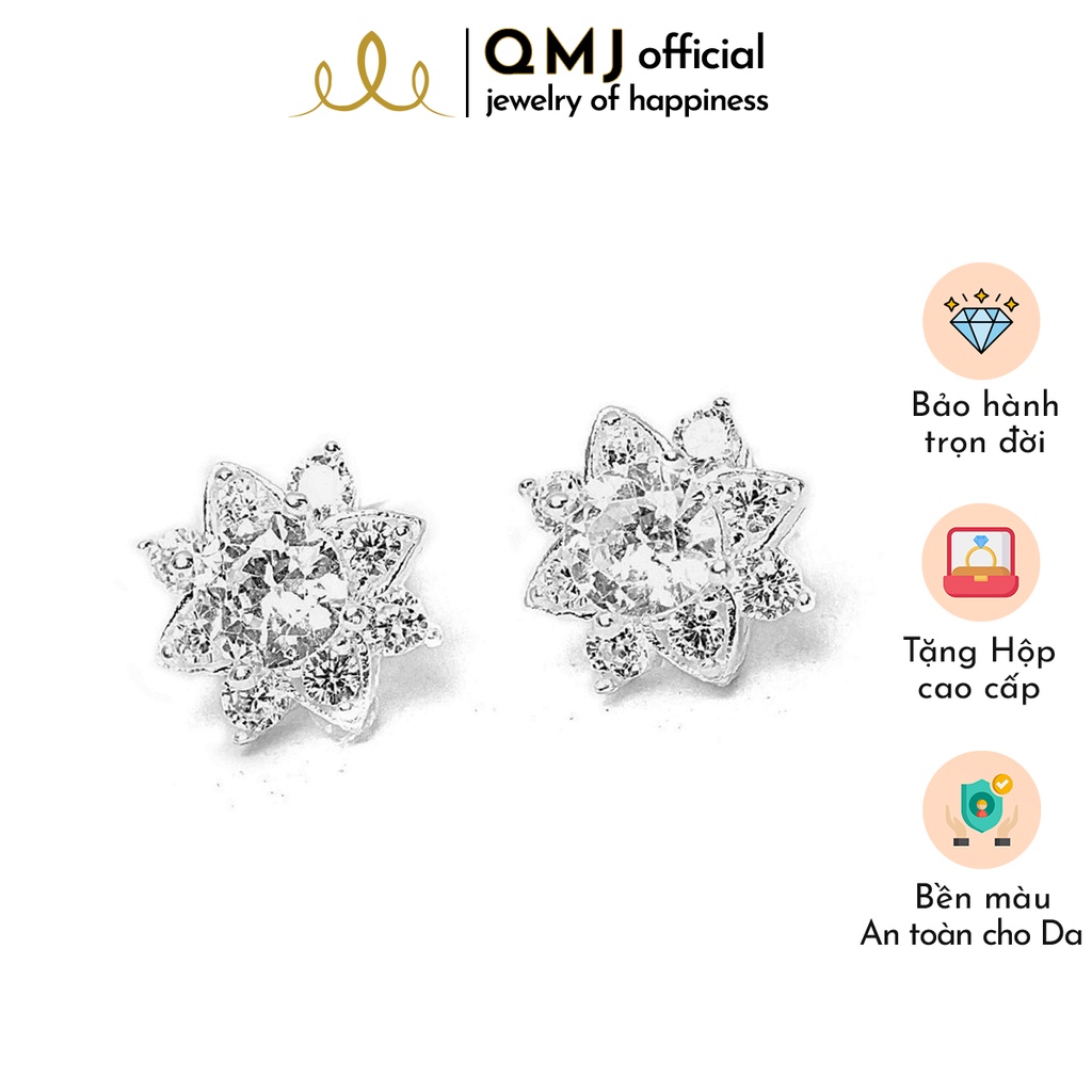 QMJ Bông tai bạc hoa hải liên duyên dáng nạm đá tấm sáng phù hợp với cô nàng thích trang sức đẹp - QKL1831