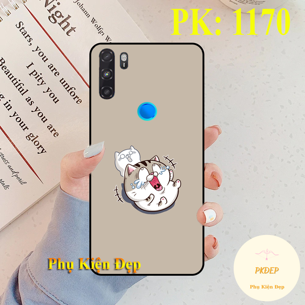 Ốp lưng Vsmart Active 3 dẻo đen in hình chú mèo ú dễ thương