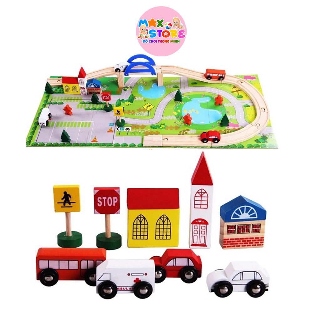 Bộ lắp ghép mô hình giao thông thành phố bằng gỗ - 40 chi tiết