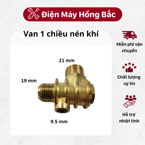 Van một chiều máy nén khí thân to- Ren 21-19-9.5 mm