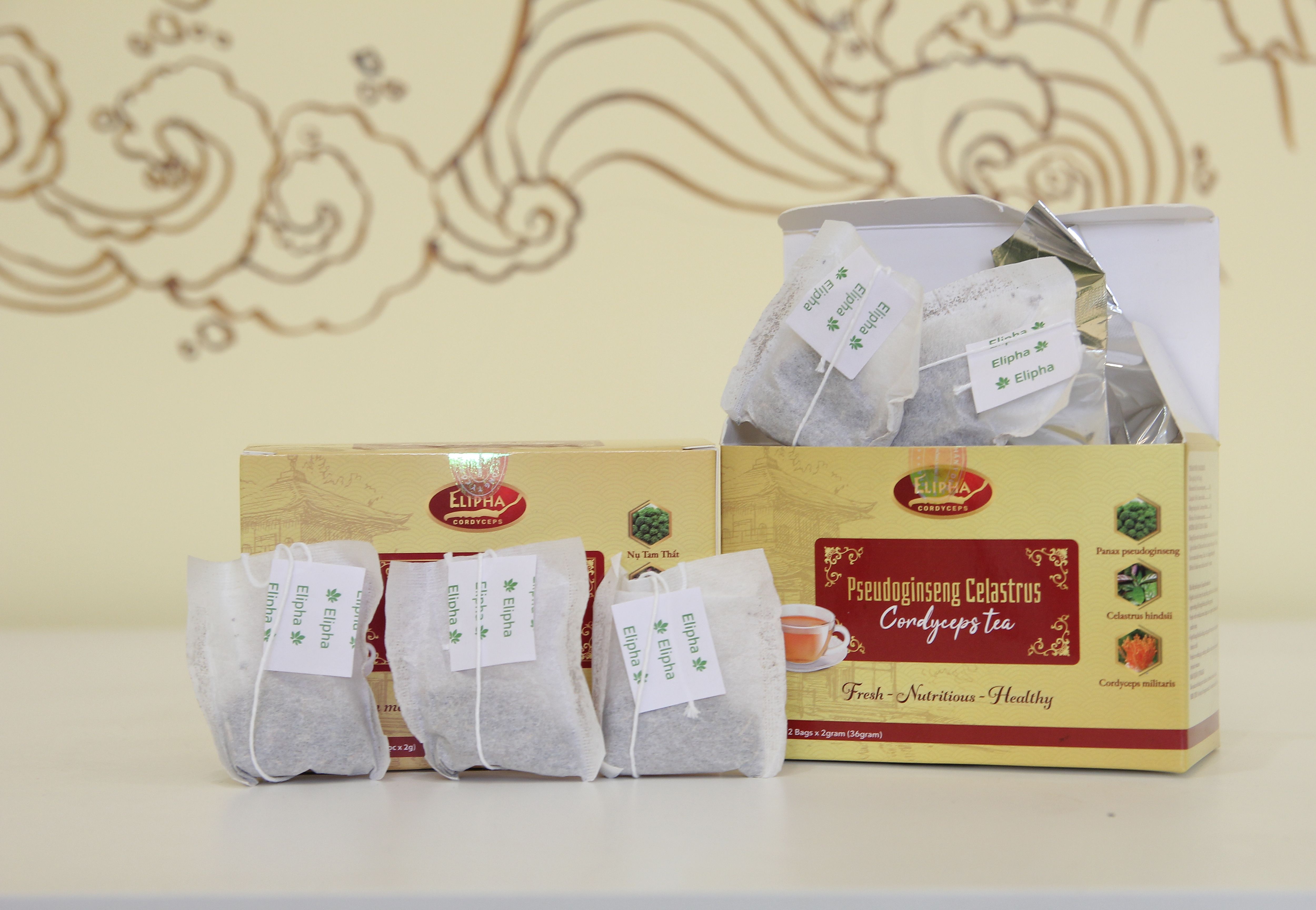 Hộp trà đông trùng hạ thảo, Tam thất xạ đen Elipha