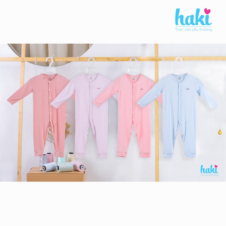Bodysuits (chip) dài tay cài lệch vải sợi tre cao cấp siêu mềm mịn HAKI cho bé trai bé gái - BB021